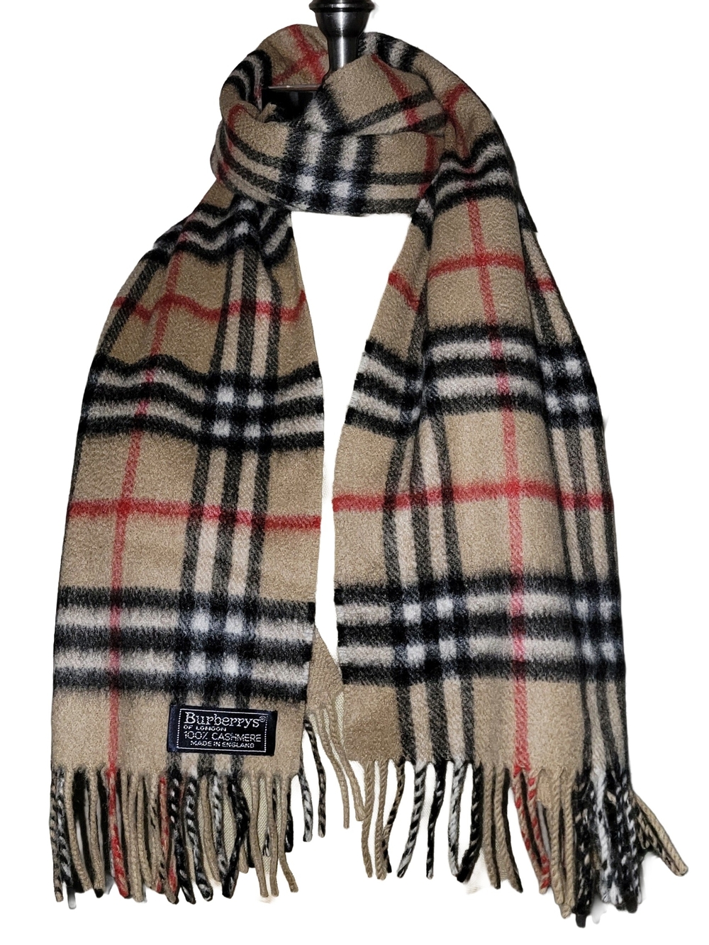 BURBERRYS Vintage  100% Cashmere Scarf, Unisex 60" x 11"  Authentic.